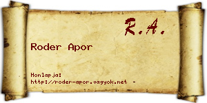 Roder Apor névjegykártya